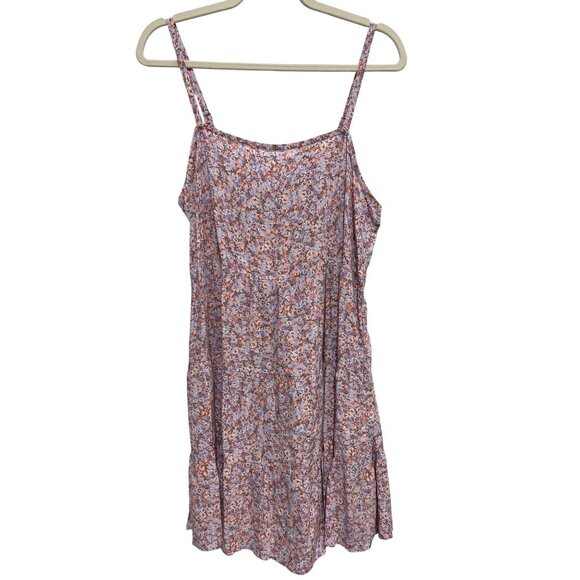 Old Navy Swing Dress Size Large Ditsy Floral Tiered Purple Sundress Bohemian NEW - Picture 3 of 14